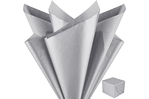 NEBURORA Papier de soie argenté métallisé pour sacs cadeaux, 60 feuilles de papier de soie argenté en vrac pour emballage cadeau de Noël, artisanat d'art, anniversaire, décoration de mariage