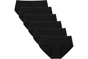 INNERSY Bragas Mujer Algodón Elástico Culotte Cintura Media Ropa Interior Cómodas y Suaves Pack de 6