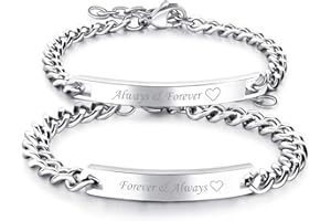 Cupimatch 2pcs Couple Bracelets Stainless Steel Loving Bangle Bracelet Matching Bracelet Best Friend Jewelry