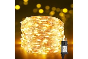 BrizLabs Luces de Navidad Exterior 10m 100 LED Guirnalda Luces Interior Alambre de Cobre Luces de Hadas Impermeable 8 Modos Decoración para Fiesta Bodas Balcón Casa Jardín, Blanco Cálido