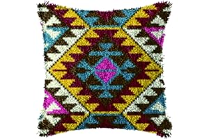 SKTWOE Knotting Set for Children and Adults Latch Cushion for DIY Knotting Cushion Latch Sets Creative Set for Adults Latch Hook Kit Gifts 43 cm x 43 cm