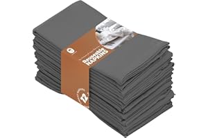 Elfranso Cotton Cloth Napkins – Set of 12 (48cm x 48cm) - 100% Cotton - Hotel Quality, Soft, Durable Napkins, Perfect for Dining, Weddings, Events & Everyday Use (Grey)