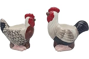 The Leonardo Collection Portauovo a forma di galletto e gallina, per cucina e casa, ideale per riporre le uova, resistente e per l'uso quotidiano, accessorio da cucina elegante come portauovo