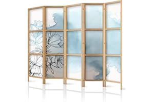 framed concept - Paravento divisorio in legno, 225 x 172 cm, 5 pezzi, unilaterale, in stile orientale