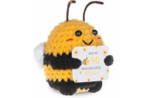WenmthG Pocket Hug Positive Biene Glücksbringer zum 40 Geburtstag Geschenke für Beste Freund Kollegen Frauen Männer, Anti Stress Geschenke Glücksbringer Biene Positive Kartoffel Deutsch Ersatz - 1 St