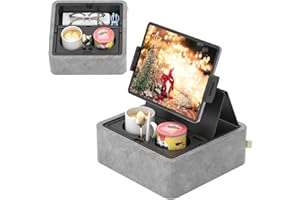 KDD Soporte de Almohada para Tableta,Soporte de Cojín para Tableta, Regazo y Escritorio con dos Portavasos y Bandeja de Almacenamiento,con Clip Giratorio de 360°,para iPad Pro 12.9, Air, Mini,Teléfono