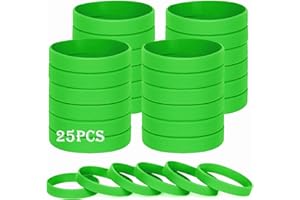 HONTIUS 8'' Braccialetti In Gomma, 25 Pezzi Braccialetti In Silicone, Verde Vuoto Elastici di Gomma per Uomo Donna Scuola Insegnante Squadra Festa