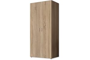 ‎STELLA TRADING Stella Trading BASE Zeitloser Kleiderschrank in drei verschiedenen Größen - Vielseitiger Drehtürenschrank in Eiche Sonoma Optik - 80 x 177 x 52 cm (B/H/T)