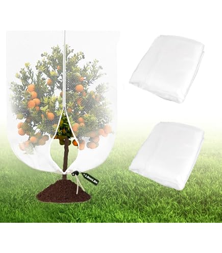 Lot De 4 Filets De Protection Pour Fruits Et Légumes 80x80 Cm – Sacs Anti-Insectes Anti-Oiseaux Avec Cordon De Serrage, Maille Fine Réutilisable
