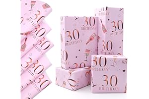 QRTDXP Rose Gold Gift Wrapping Paper Sheets for 30th Birthday,5pcs 50 * 70cm Large Birthday Paper, Pink Eco-friendly Gift Wrap Perfect for Wrapping Present or Flower for Girls Woman