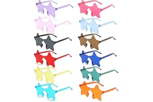 YSUY 12 Pairs Party Glasses for Kids and Adults, Star and Festival Sunglasses, Funky and Funny Eyewear, Birthday and Bachelorette Party Accessories, Hippie and Festival Accessories