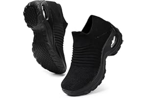 HKR Damskie Buty Sportowe z Pianką Zapamiętującą Kształt Wygodne Wsuwane Buty Robocze do Chodzenia