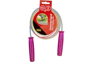 Idena 40198 Corde à sauter pour enfants avec poignées à picots scintillantes Couleurs vives Longueur 1,9 m Pour sports de loisir, jeux de mouvement et autres figures