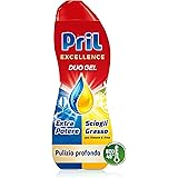 Pril Excellence Duo Gel, Detersivo lavastoviglie Gel, azione sciogligrasso, con limone, Formato singolo da 45 Lavaggi