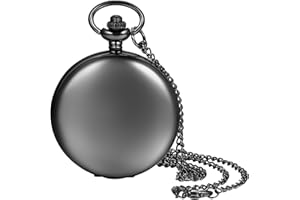 LANCARDO Orologio da tasca per uomini e donne con cassa liscia numeri arabi moderno orologio da tasca al quarzo con catena