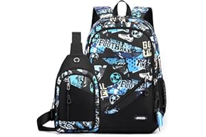 Amythe Mochila Escolar para Adolescentes-Incluye Bolsos Cruzados-Mochila Juvenil Elegante Grande y Versátil para Colegio e Instituto, Regalo para Niños Niñas de 10 12-18 Años, Azul