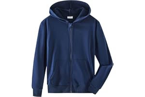 Spring&Gege Boys' Hoodie Sweat Jacket Basic Plain Cotton Hooded Jacket for Children (3-12 Years)