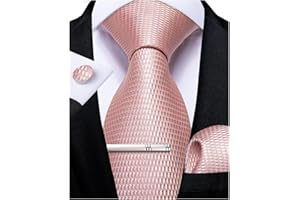 DiBanGu Men's Necktie Plain Silk Woven Striped Plaids Tie Handkerchief Cufflink Tie Clip Set Formal Business Wedding