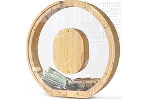 DBPBToU Spardose aus Holz Buchstaben, Groß Durchsichtig Sparschwein für Kinder, 23 * 4 * 23cm Große Personalisierte Sparbox, Lustige Piggy Bank für Geburtstag Geschenk/Heimdekoration/Keepsake (O)