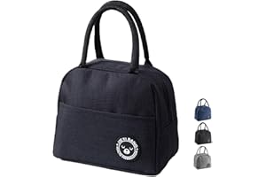 NHHEO Piccola Borsa Termica, Porta Pranzo, Borsa Frigo, Lunch Bag, Borse da Picnic Pranzo per Escursionismo, Picnic All'aperto, Barbecue, Lavoro, Pranzo (Nero)