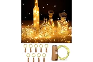Gemokrt LED Bouteille Guirlande, 10 PACK, 2M 20 Bouchon Bouteille, Decoration pour Bouchon Lumineux pour Mariage, Halloween, Date d'anniversaire, Noël