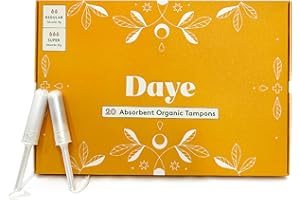 Daye 20 Super CBD & Regular Nude Tampons Combo Pack, Organic Soft Cotton Tampons with Applicator, Extra Absorbent Plastic Free Natural Tampons, Ultra Leak Protection, 20 Organic Tampons