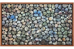 Acomoda Textil – Felpudo de Entrada 45x75 cm, Alfombra Rectangular de Goma Antideslizante y Resistente. Alfombrilla Acolchada de Fácil Limpieza Ideal para Interior y Exterior. (Piedra Multicolor)