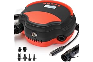 YELUFT 22PSI Electric Paddle Board Pump - High Pressure SUP Pump Inflation & Deflation Dual-Use with Pressure Monitoring, Auto-Off Feature, 12V DC Car Connector for Paddleboard, Inflatable Tent, Boats, Pool