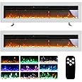 INMOZATA 102cm Electric Fire Recessed Wall Mounted Freestanding Electric Fireplace with Realistic LED Flame Effect, Adjustable Thermostat, Overheat Protection, 900W&1800W (102 cm/40 inch, White)
