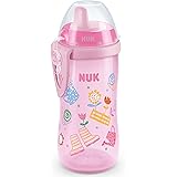 NUK First Choice piu' Bicchiere Antigoccia Kiddy Cup, in PP, 12+ Mesi, Beccuccio Rinforzato a Prova di Perdite, Clip e Cappuc