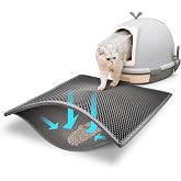 Pieviev Cat Litter Mat Mat, Double Layer Mat, 24x15 in Grey | Cat Litter Mat, Honeycomb Traps Litter and Debris, Waterproof,