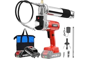 Avhrit Engrasadora Bateria, [con Luz LED Superbrillante], Pistola de Engrasar, Engrasadora Eléctrica de Alta Eficiencia de 10000 PSI con 2 Baterías y Cargador, Manguera de 39.4” de Largo