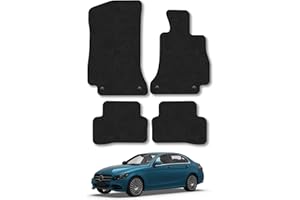 CAR MAT CO Car Mats for Mercedes C-Class (2014-2021) [W205/S205] [Saloon/Estate] Tailored Fit Carpet Floor Mat Set Accessory Black Custom Fitted 4 Pieces with Clips - Anti-Slip Backing & Black Trim Edging