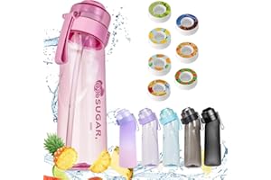 LIVERO Air Water Bottle with Flavour Pods, 650ML New Fruit Scented Water Bottle With 7 Flavour Pods, Starter Up Set 0 Sugar Calorie Water Cup BPA Free &Leak Proof Fragrance for Gym Sports Outdoor(Pink)