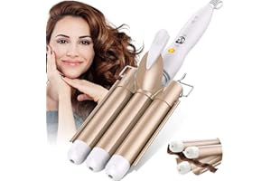 AIBEAU Lockenstab 3 Dreifache Fässer - Welleneisen für haare - 25mm Beach Waves Lockenwickler, Wellenstyler Turmalin Keramik Digitale Temperaturanzeige für Lange/kurze Haare