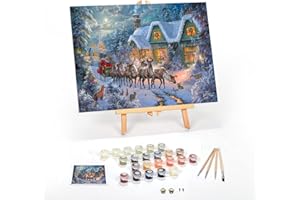Ledgebay Malen nach Zahlen für Erwachsene: Beginner to Advanced Number Painting Kit – Fun DIY Kunst and Crafts – Kits enthalten Acrylfarbe und Holzstaffelei – (Christmas Magic 30,5 x 40,6 cm gerahmt)