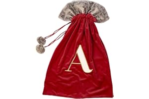 Celebright Christmas Sack with Embroidered Letter 'A' - Festive Holiday Décor for a Memorable Celebration - Faux Fur - Red