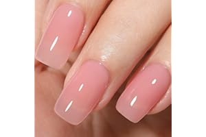AILLSA Jelly Gel Nail Polish, 15 ML Pink Translucent Gel Polish, Soak Off UV/LED Lamp, Neutral Color Gel Nail Varnish for Christmas, Nail Art French Manicure DIY at Home