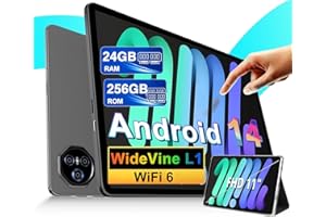 DGHRTI 2025 Newest Tablet 11 Pulgadas Android 14 Tablets, 24GB RAM+256GB ROM (2TB TF), FHD IPS, Octa-Core, UFS 2.2 Flash, 8000mAh, 5MP+13MP, Dual WiFi, BT 5.0, Widevine L1, Face ID, Con Carcasa MetÃlica-Gris