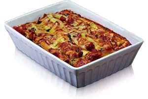KitchenCraft World of Flavours Lasagne Dish, Cannelloni and Pasta Bakes, Stoneware, 30 x 21 cm, White