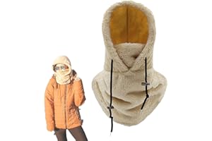 Donubiiu Sherpa Hood,Warm Face Cover Hat cap Scarf,Balaclava Ski Mask,Wind-Resistant Winter Face Mask,Fleece Ski Mask