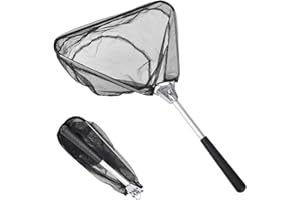 Épuisette de Pêche Pliable,Épuisette de Pêche avec Filet de Pêche Pliable,Télescopique Filet Triangulaire pour Adultes et Enfants