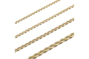 RWQIAN Corde Collier Homme Torsadée Chaîne Argent/Or/Noir Maille Spiga Chaîne en Acier Inoxydable Largeur 2-4mm Femmes Ombilical Collier Longueur 45-60cm