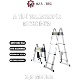 Teleskopik Merdiven 3,8 Metre 6+6 Basamaklı Al&uuml;minyum &Ccedil;ift Y&ouml;nl&uuml; A Tipi