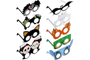 CLABBY 36 Pcs Halloween Paper Glasses, Funny Halloween Party Eyeglasses Halloween Party Favors Witch Bat Pumpkin Halloween Party Decorations for Kids Adults Disguise Cosplay Costume Props
