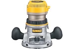 DEWALT Enrutador, base fija, 12 amperios, disparador de velocidad variable de 24,000 rpm, 2-1/4 HP, con cable (DW618) amarillo