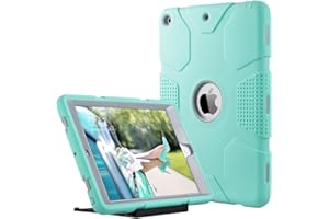 Etui ULAK iPad 6/5 generacji, miękkie silikonowe i wytrzymałe trzy warstwy odporne na wstrząsy etui do Apple New iPad 2018/2017 9,7 cala, miętowe + szare