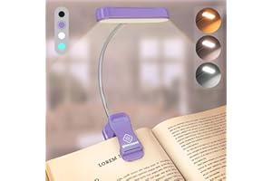 Glocusent Lampe de Lecture Horizontale à tête ET, Respectueuse des Yeux, CRI 95, 3 Couleurs & 5 Luminosités, Lampe Livre Rechargeable, Légère & Portable, Cadeau pour les Liseusurs