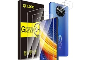 QULLOO Xiaomi Poco X3 Pro/Xiaomi Poco X3 NFC/Mi 10T Lite szklany ochraniacz ekranu [3 sztuki] + osłona obiektywu aparatu [3 sztuki], ultra odporna twardość 9H HD przezroczysta folia ochronna na ekran