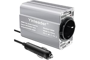 Yinleader Convertisseur de Puissance 300W 12V à 220V avec Allume-Cigare 1 Prise EU 2 Prises USB 3.1A